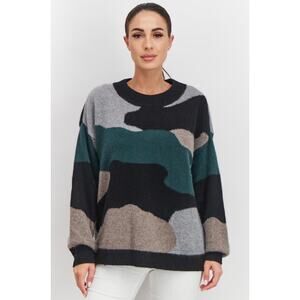 C By Bloomingdale’s Cashmere Oversized Camo Sweater Crewneck Medium Pullover